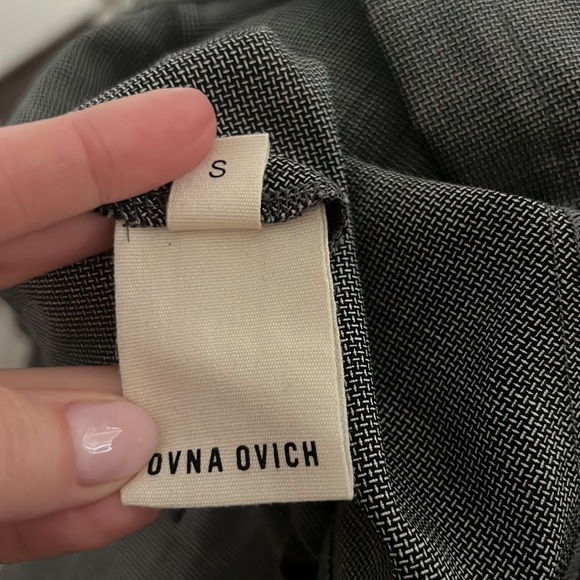 Ovna Ovich Kahlo Puff Sleeve Button Down Midi Dress in Slate Italian Wool - Picture 7 of 8